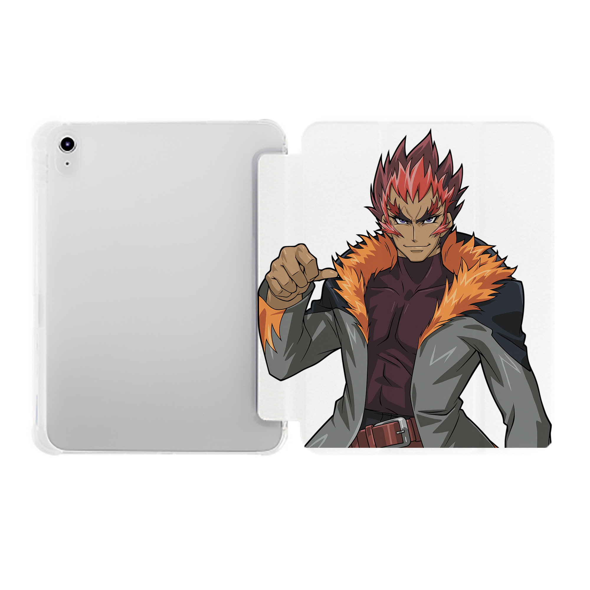 （画像用） 遊☆戯☆王 Yu-Gi-Oh! IPad ケース ペン収納付き 三つ折りスタンド PUレザー×シリコン 対応機種9.5/10.5/10.9インチ